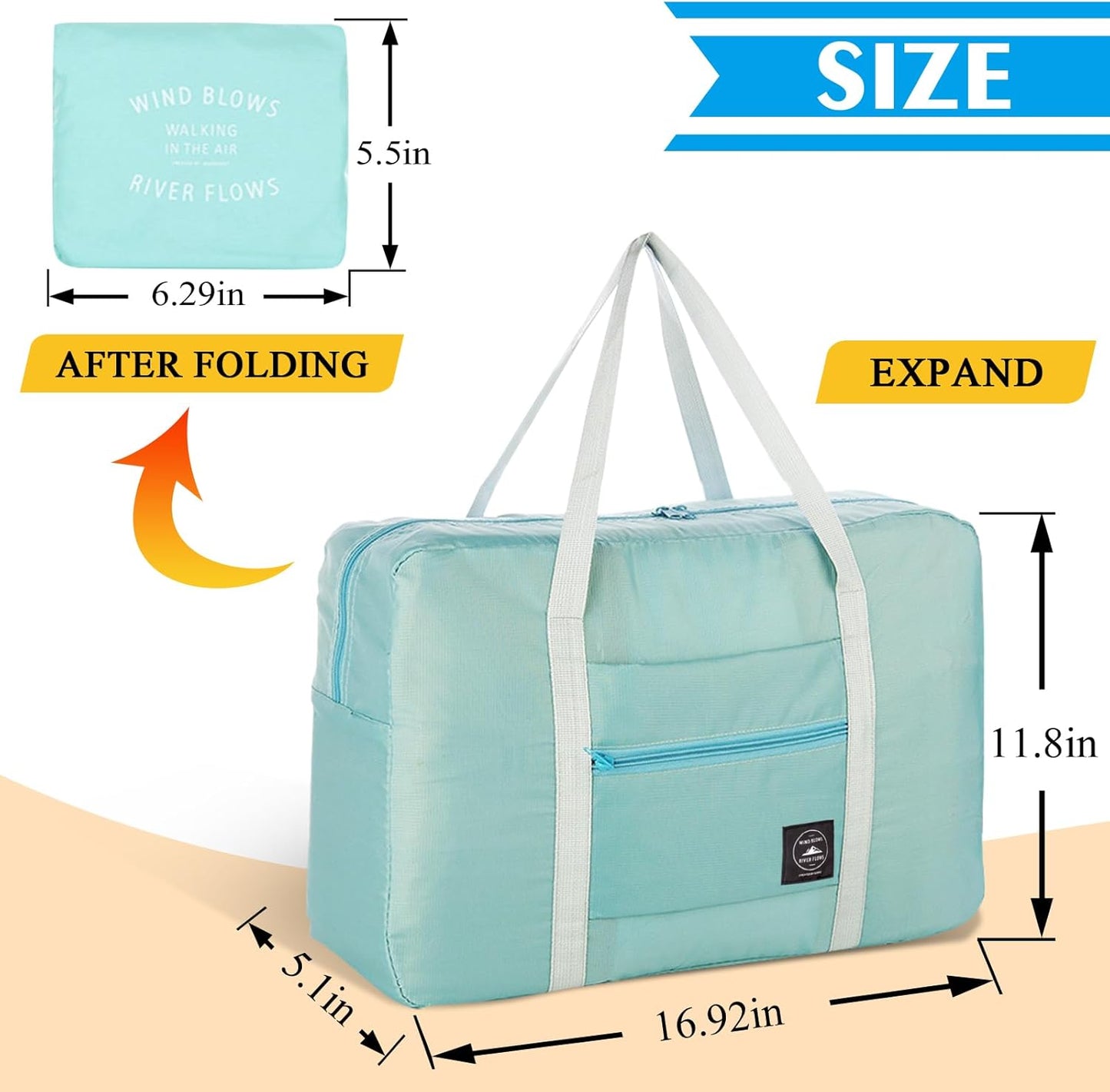 Travel Duffle Bag Tote Carry on Bag Nylon Lightweight Foldable Travel Bag Water Resistant Sports Gym Duffle Weekender Overnight Bag (Green+Pe bag)