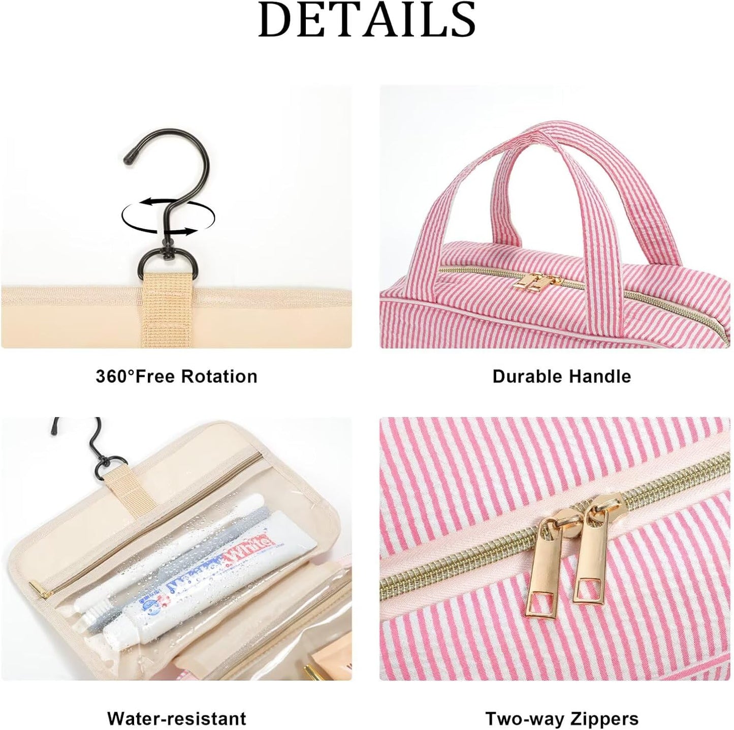 YOOLIFE Travel Toiletry Bag for Women - Hanging Toiletry Bag Initial Makeup Bag, Portable Toiletries Cosmetic Bag, Airplane Travel Essentials - Letter I, Blue