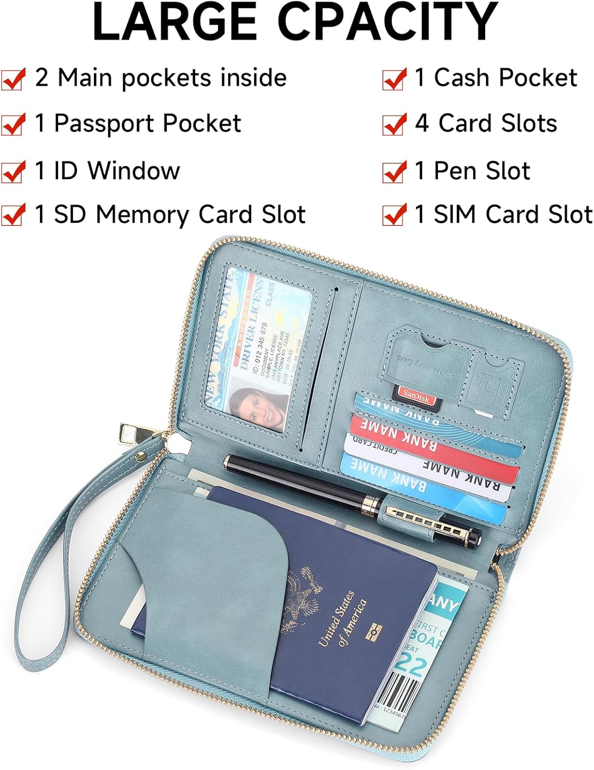 Leather RFID Blocking Passport Holder Travel Wallet, Passport Cover/Travel Wallet for Women/Men with