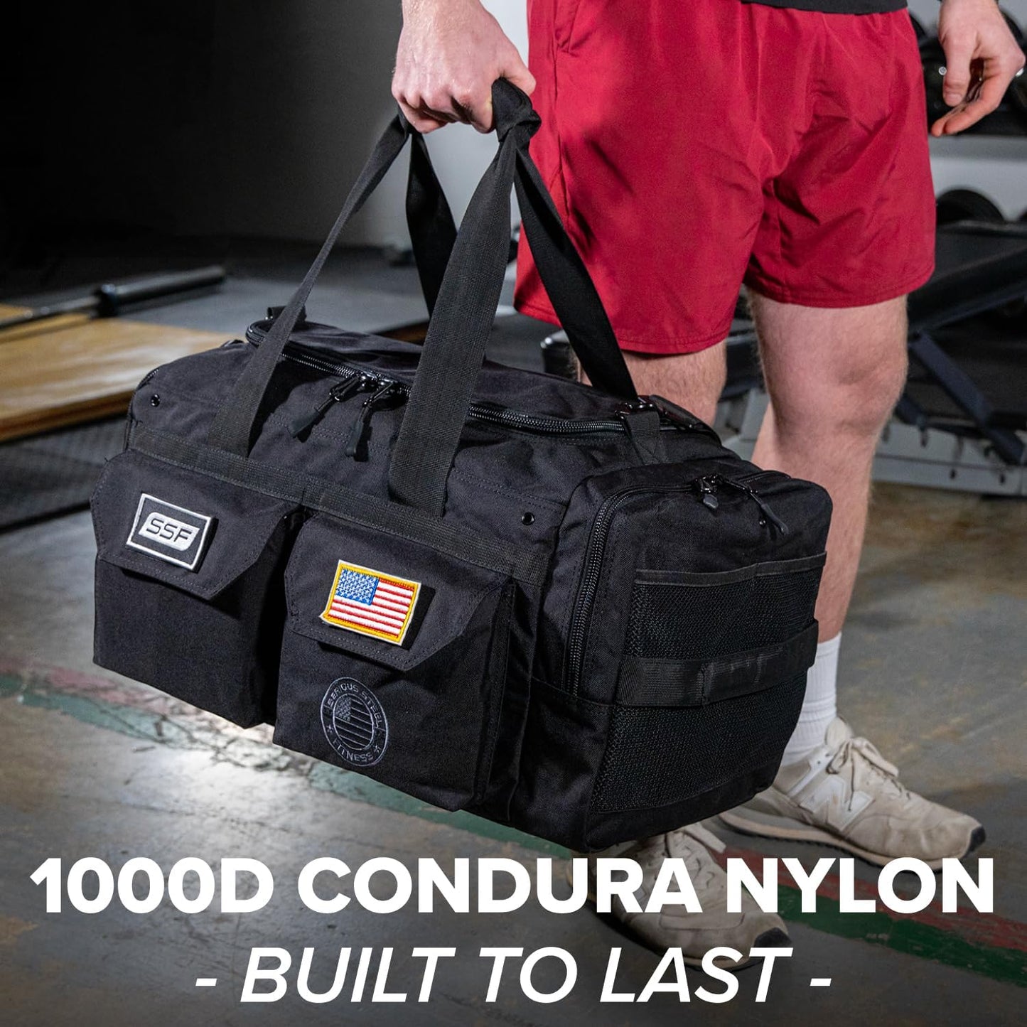 Serious Steel Fitness Heavy Duty 1000D Nylon Duffel Gym Bag (Mid BUD - Black)