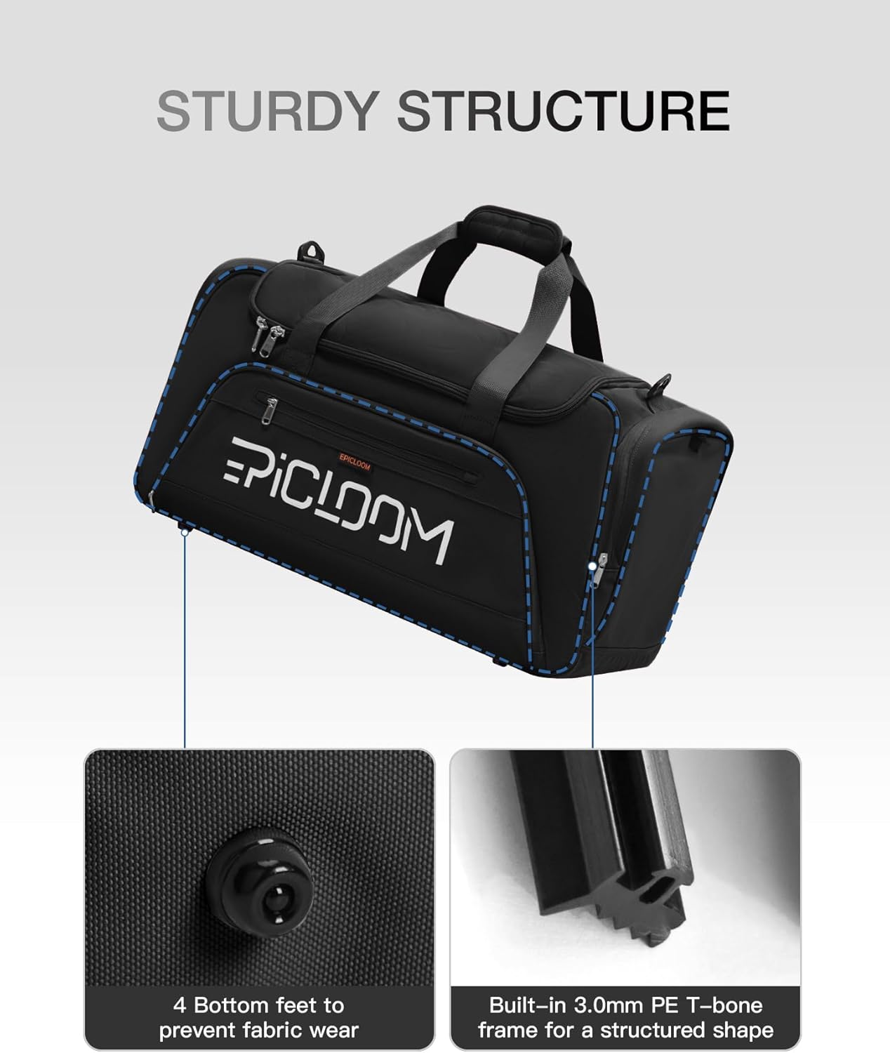 Gym Bag with Shoes ＆ Wet Compartment, Travel Duffel Bag for Men＆ Women, 26L Weekender Overnight, Lightweight Carry On for Workout Football