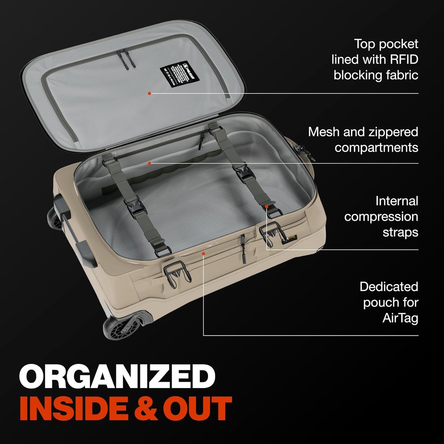 Pelican Aegis Luggage - Carry On Duffel Bag with Wheels - 22 Inch Carry On Bag - Airline Approved (Sand)