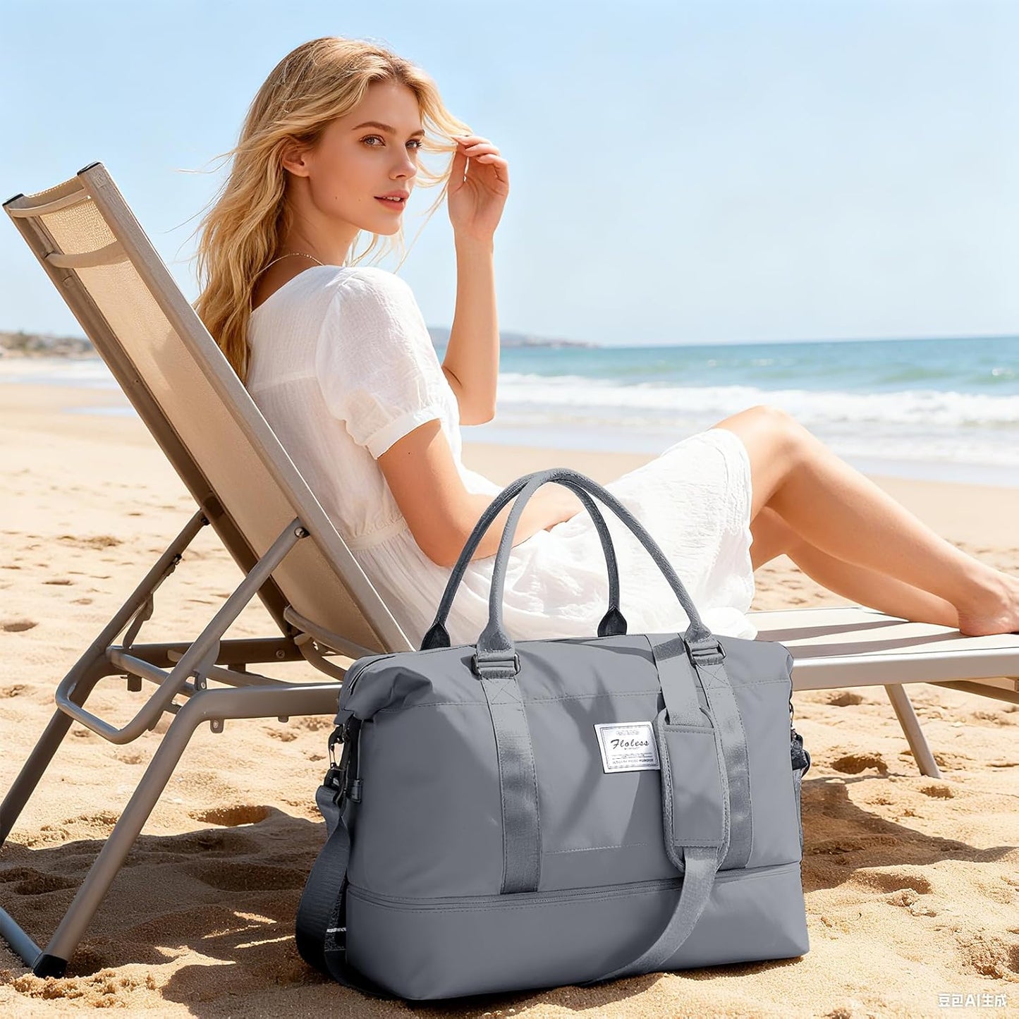 Travel Duffel Bag, Sports Tote Gym Bag, Shoulder Weekender Overnight Bag for Women