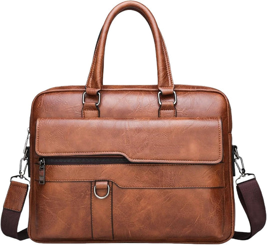 leather Laptop Bag for Men 16 inch Laptop Briefcase Waterproof,Handbags Shoulder Crossbody Bag Business