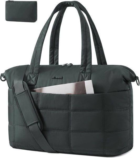 LOVEVOOK Quilted Duffle Bag for Travel,36L Gym Bag for Women with Wet Pocket,Water Resistant Weekender Overnight Bag Tote Bag for Women with Laptop Compartment(Malachite Green)