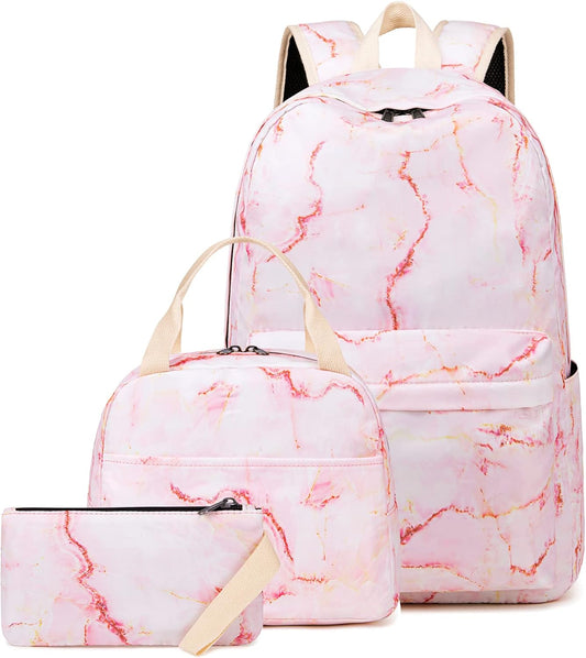 LEDAOU Backpack for Girls School Bag Kids Bookbag Teen Backpack Set Daypack with Lunch Bag and Pencil Case