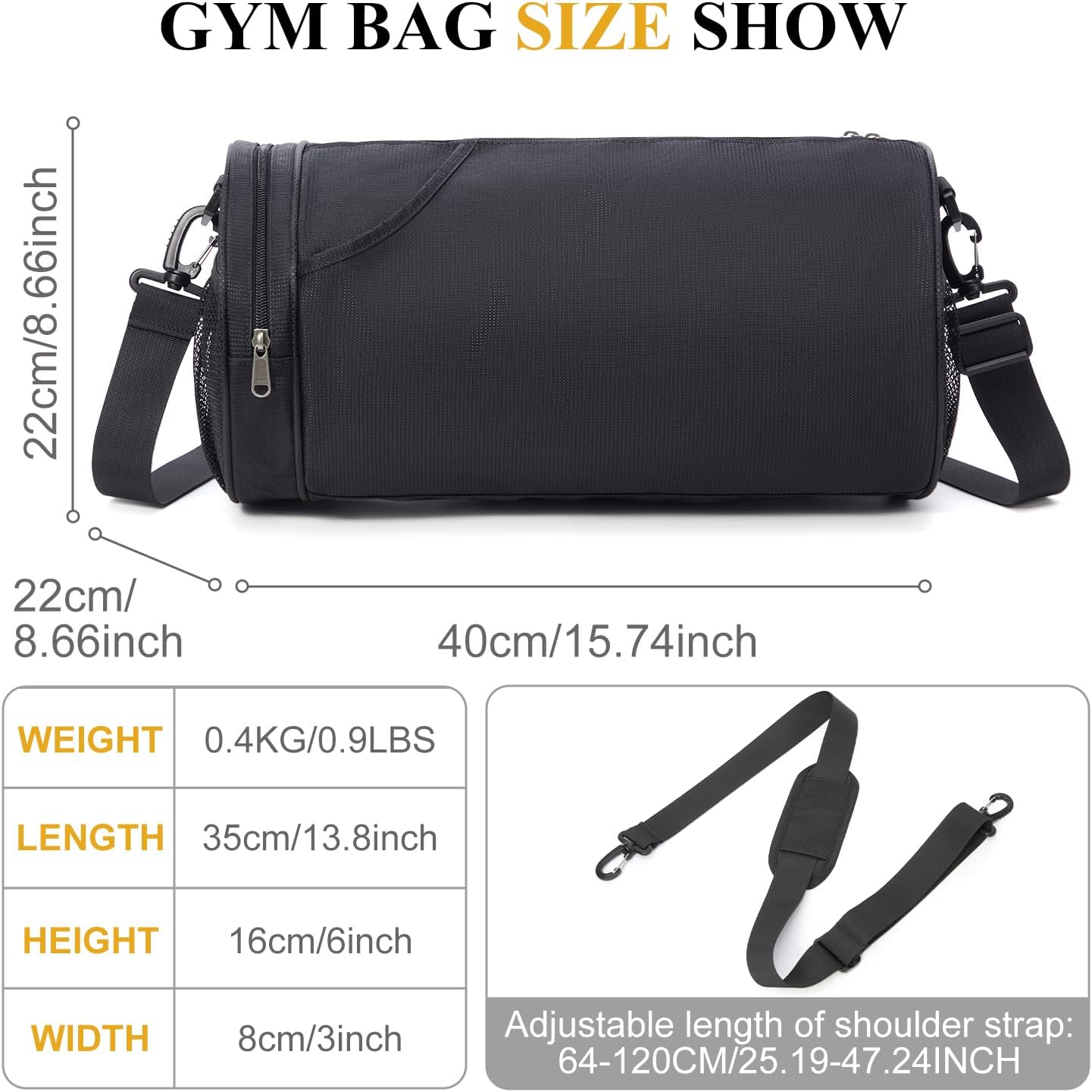 Small Sports Gym Bag Workout Lightweight Mini Duffel Bags for Men Women,Daily Bag,Medium(Black)