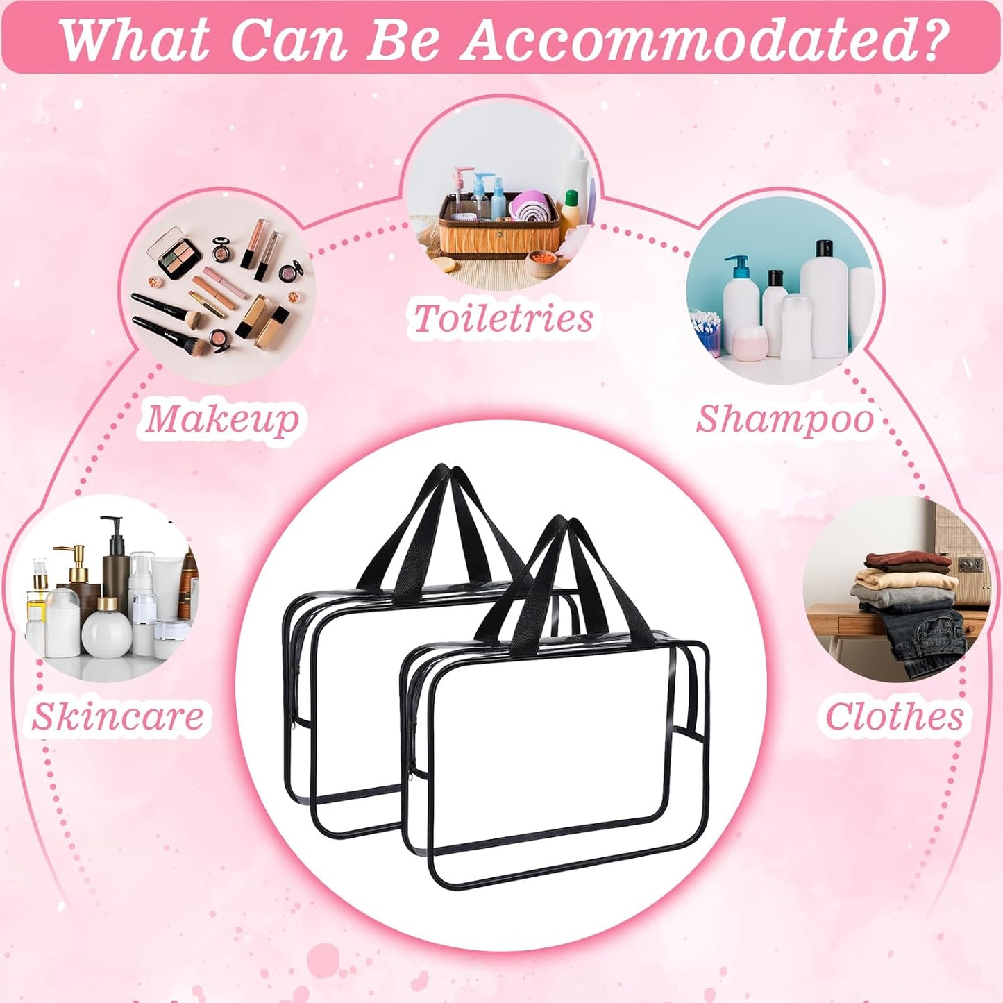 10 Pack Large Clear PVC Waterproof Storage Bags with Zipper Transparent Travel Organizer Cosmetics Books and Home Organization