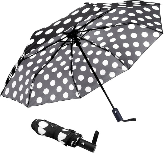 Travel Essentials Umbrella Windproof Compact Collapsible Light, Automatic, Strong and Portable, Wind Resistant Folding Small Umbrella for Rain