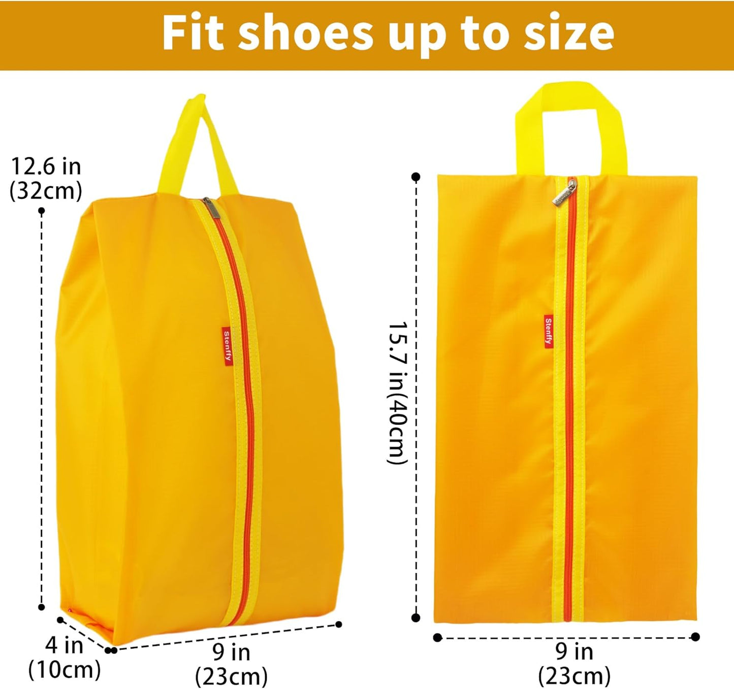 6pcs Portable Shoe Organizer, Travel Pouches with Zipper, Golf Shoe Bags, Clothes Bags, Soccer Cleats Bag Shoe Pouch for Gym, Waterproof, Odor-Resistant (Orange)