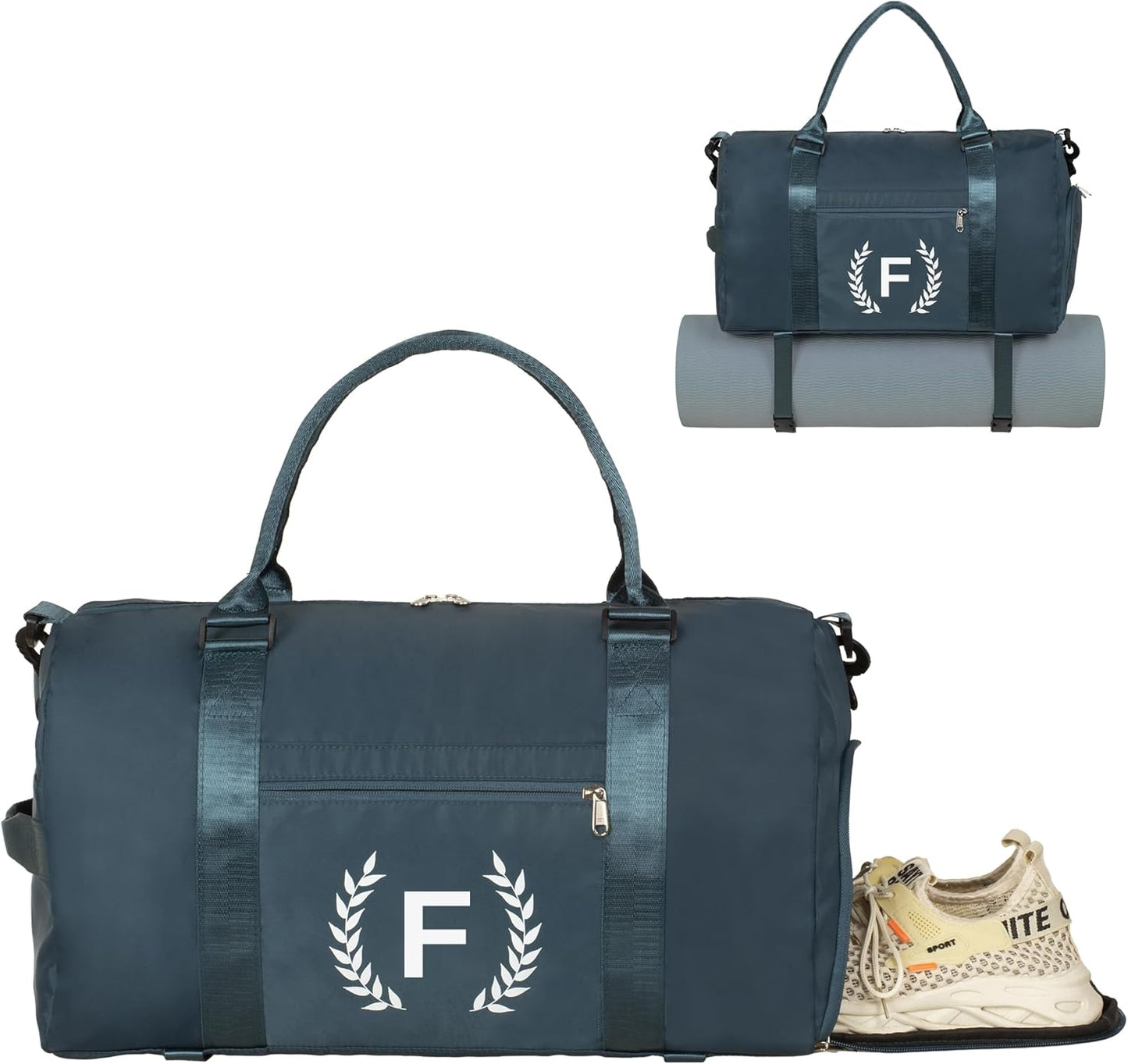 Gym Bag with Shoe Compartment - Personalized Monogrammed Duffle for Sports, Travel, and Workout with Initials