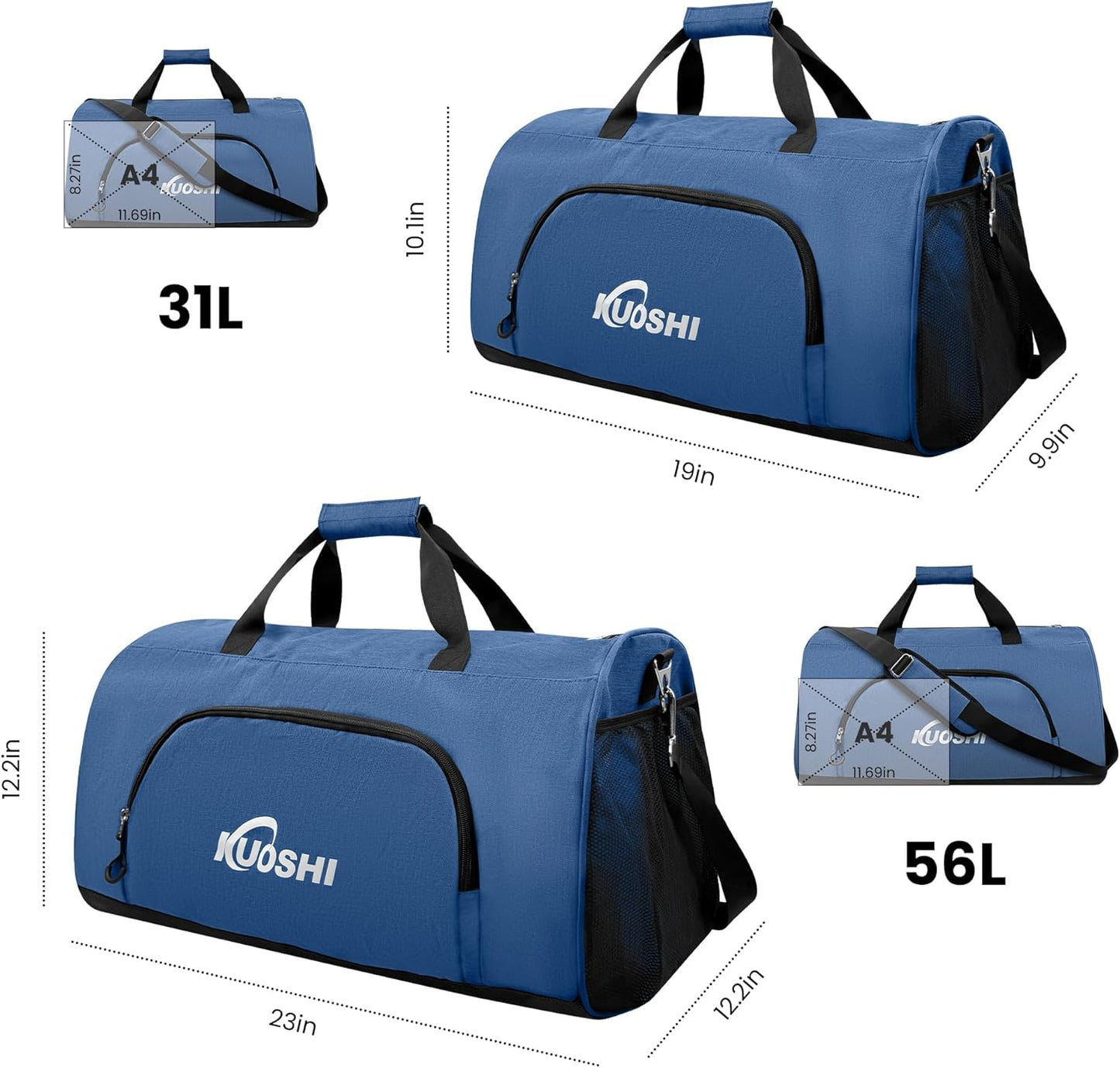 Gym Duffle Bag for Men & Women Water-Resistant-Sports Travel Bag with Ventilated Shoe Compartment & Wet Pocket, 31L Large Weekender Overnight Bag