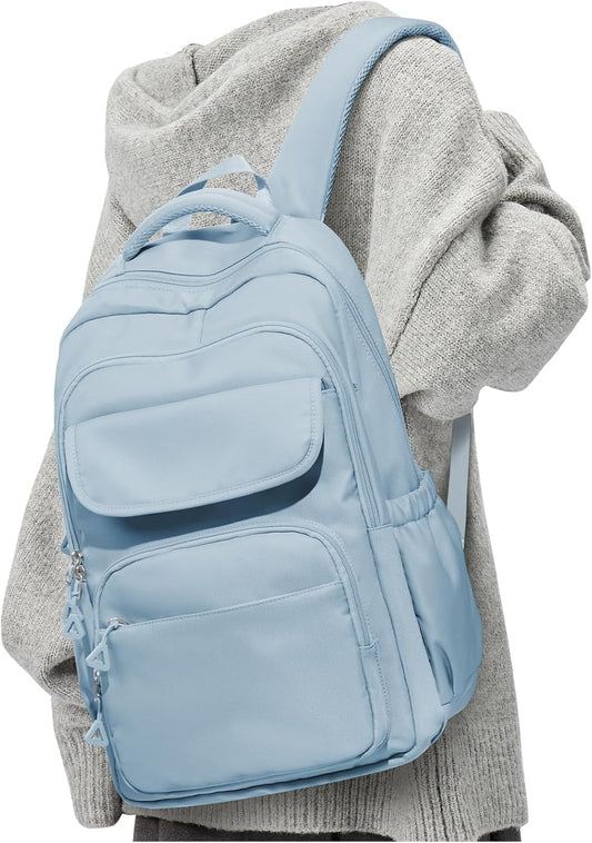 School Backpack for Women Men Cute Backpack for College Students Lightweight High School bag for Teens Girls Boys Waterproof Casual Daypacks Bookbag(Blue)