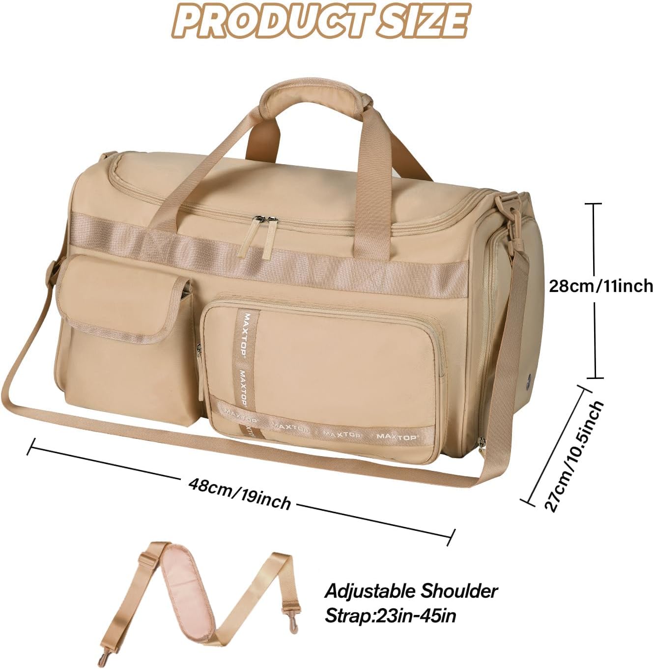 MAXTOP Gym Bag for Women Men Travel Duffle Bag Large Capacity Carry On Weekender Overnight Bag With Shoe Compartment Gym Tote Dry Wet Separation Duffel Bag for Travel