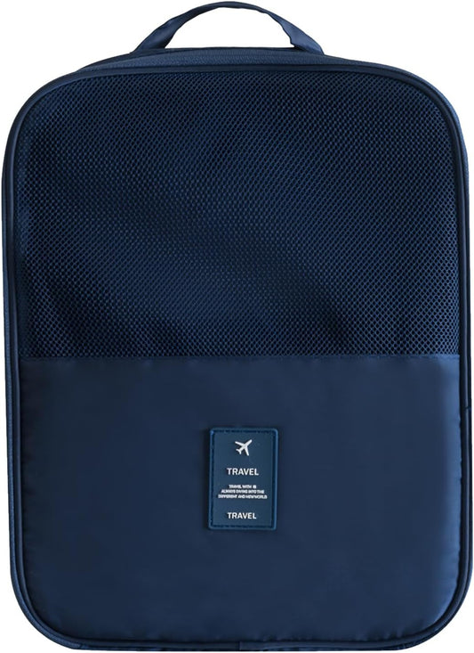 Shoe Bags - Holds 3 Pair of Shoes, Travel Essentials for Flying Carry On Luggage - Blue