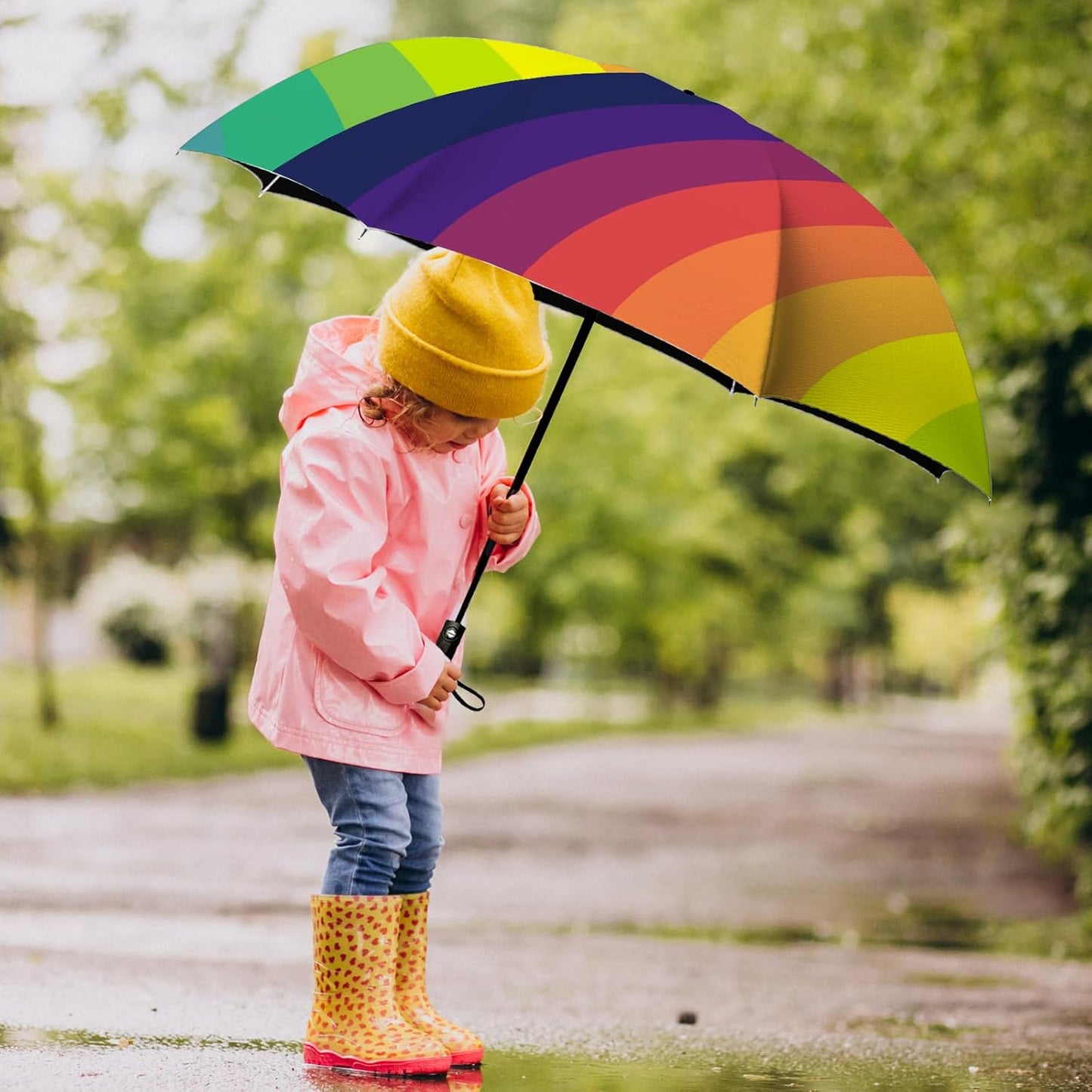 Small Compact Travel Automatic Folding Umbrella for Women, Portable Lightweight, Rain, Wind, UV Sun Shade