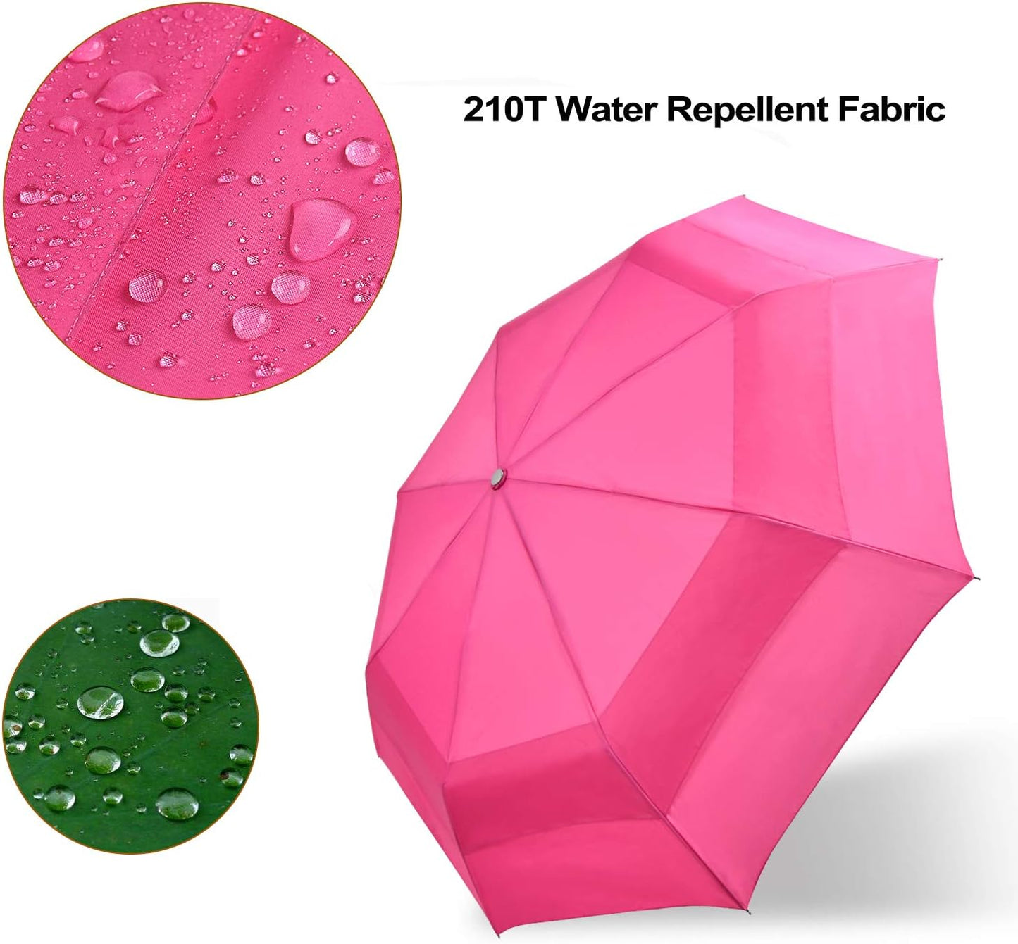 Lejorain Large Folding Golf Umbrella - Compact Mens Umbrellas Travel Rain and Windproof 54inch Collapsible Automatic Open Close Umbrella 210T Teflon Vented Double Canopy