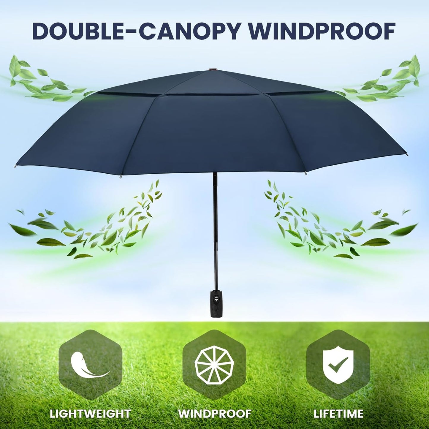ZOMAKE Travel Umbrella Windproof 45 Inch, Small Umbrella Compact Portable Collapsible for Rain, Automatic Folding Lightweight Packable Paraguas for Women Men
