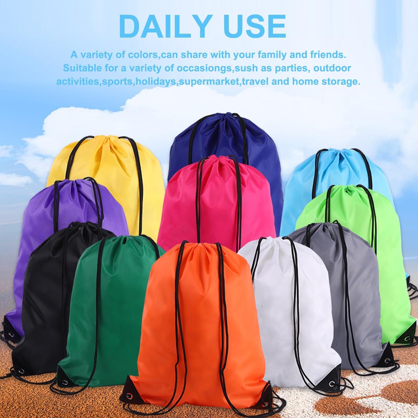120PCS Drawstring Backpack,Drawstring Bags,Sport Bag Bulk Gym Cinch Bag Sack for Women Men Outdoor Sports,12 Colors (120PCS)