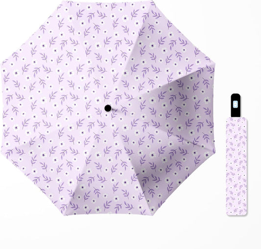 Small Travel Folding Umbrella for Girl, Portable, UV, SunShade, Compact, Automatic, Rain & Wind