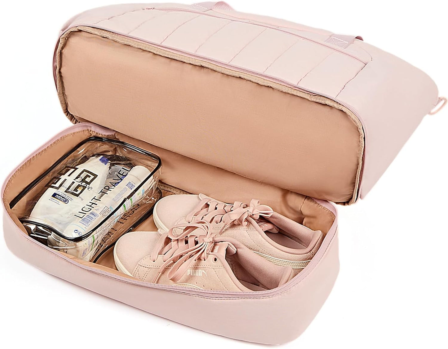 NISHEL Women's 2-in-1 Weekender Duffle Bag, Large Capacity Duffle Bag with Multi-Pocket, Overnight Tote for Travel, Carry On Personal Item, Pink