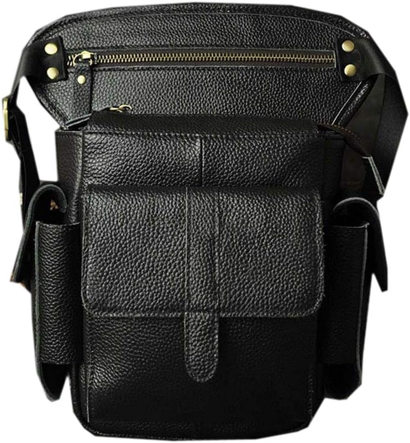 Leather Waist Pack Drop Leg Bag for Men Women Belt Bumbag Multi-Purpose Motorcycle Bike Outdoor Sports Tactical Cycling Riding Hiking Camping Pouch