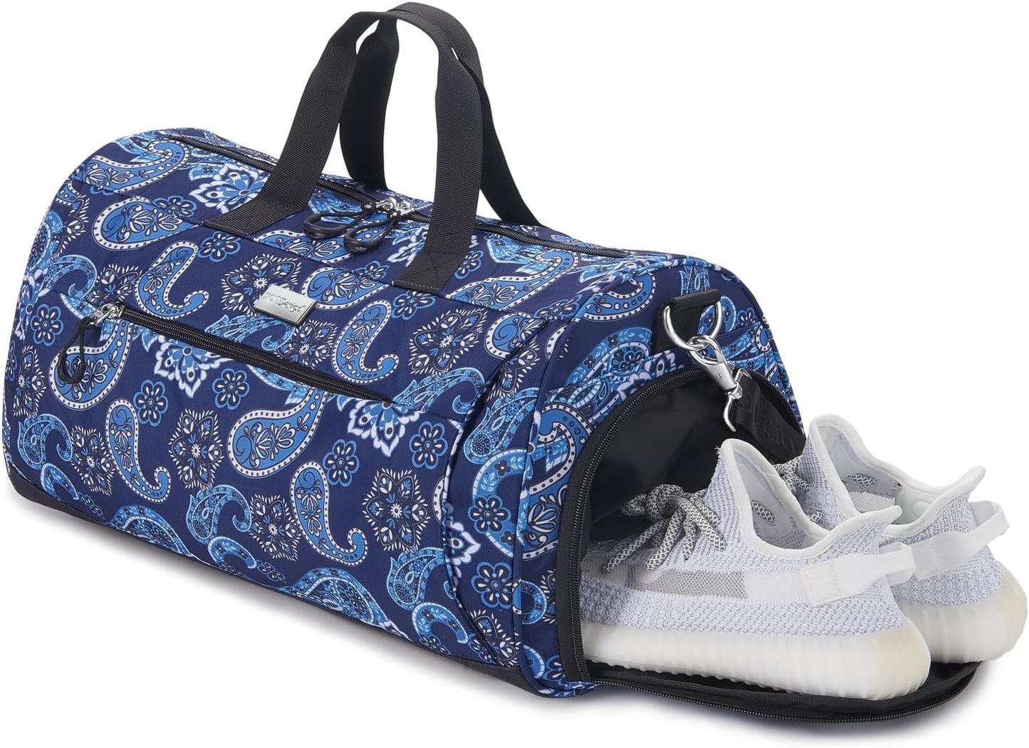 TOPDesign Gym Bag for Women, Duffel Bag with Shoe Compartment & Wet Pocket for Travel Sports (M Bandanna)