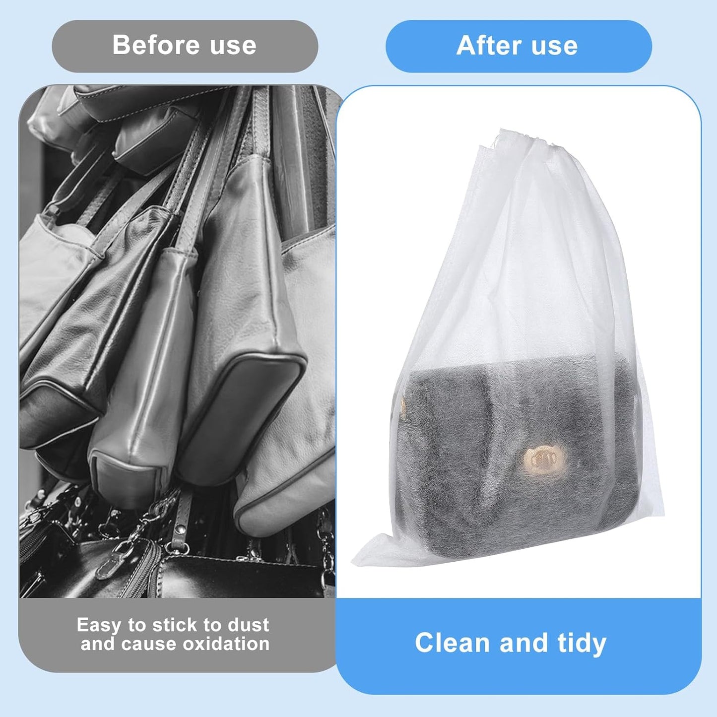 100PCS Dust Bags for Shoes for Purses Storage Bags for Handbags, Non Woven Fabric Bag with Drawstring for Travel Packing, Purse, Shoe, home Closet Storage,Dust Cover(15.7''x19.7'')