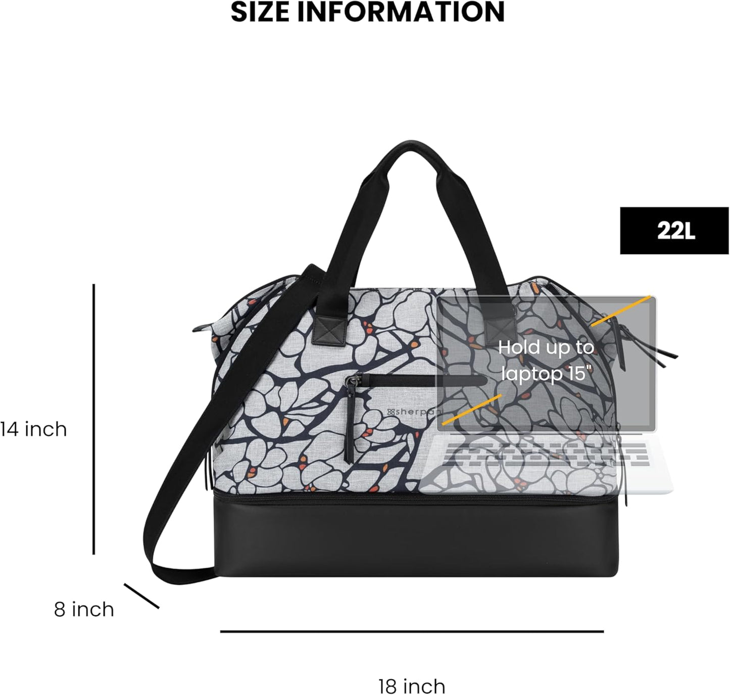 Sherpani Boston, Anti-Theft Weekender Bags,Travel Duffel Bag for Women, Carry On Tote Bag with Removable Shoe Bottom Compartment, Metal Hardware