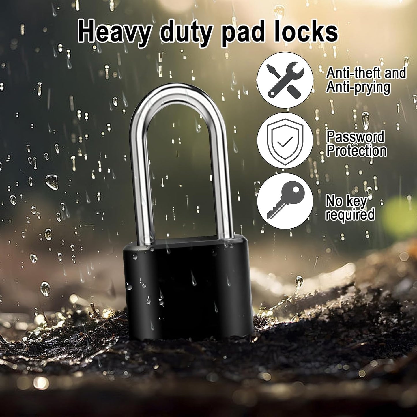 1pcs Combination Lock, 4-Digit Heavy Duty Combo Lock, Combination Padlock Outdoor Waterproof Gate Locks for Outdoor Fence, Locker, Sheds, Gym, Gate Hasps (1pcs, Long Shackle)