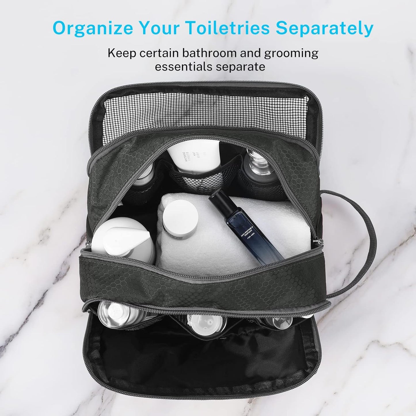 Gonex Travel Toiletry Bag Nylon, Shaving Bag Toiletry Organizer Gray