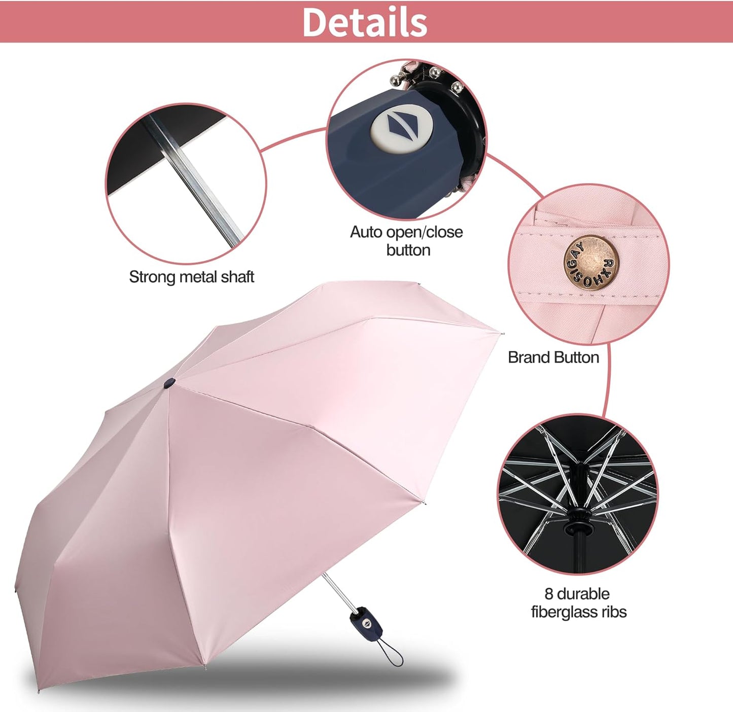 Color Glue Coating Sun Umbrella UV Protection Compact Folding Windproof Parasols Travel Auto Open Close Blocking UV 99.98%