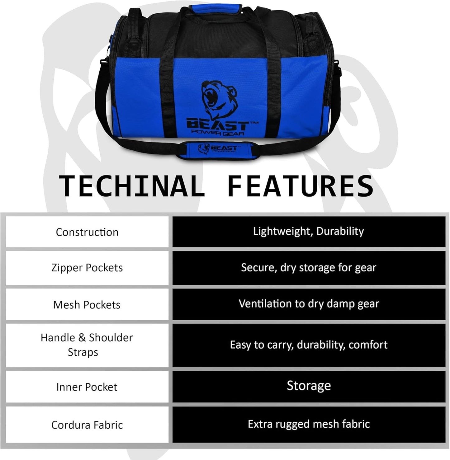 Duffle Gym Bag for Men & Women – Large Duffel Athletic Gym Boxing Bag with Shoes Compartment, Wet Pocket – Fitness,Workout,MMA,BJJ,Jiu Jitsu Gym Bag