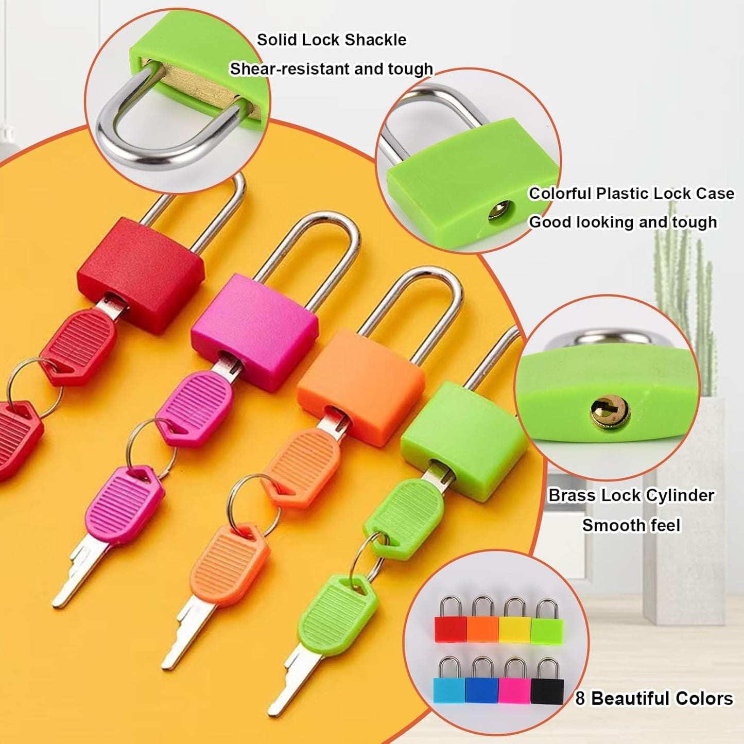 16 PCS Suitcase Locks with Keys,Small Luggage Padlocks Metal Padlock with Key,Multicolor Lock Luggage Locks Mini Keyed Padlock for Backpack Boxes Laptop Bag School Gym Locker,23 mm,8 Colors