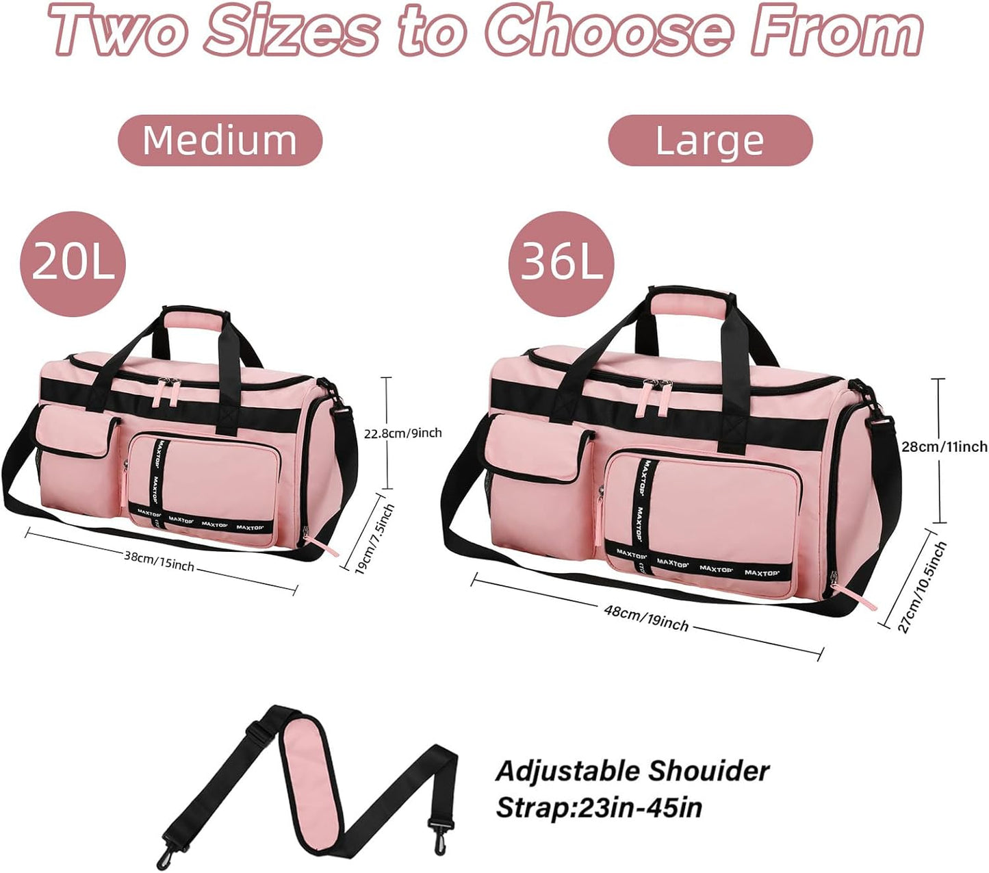 MAXTOP Gym Bag for Women Men Travel Duffle Bag Large Capacity Carry On Weekender Overnight Bag With Shoe Compartment Gym Tote Dry Wet Separation Duffel Bag for Travel