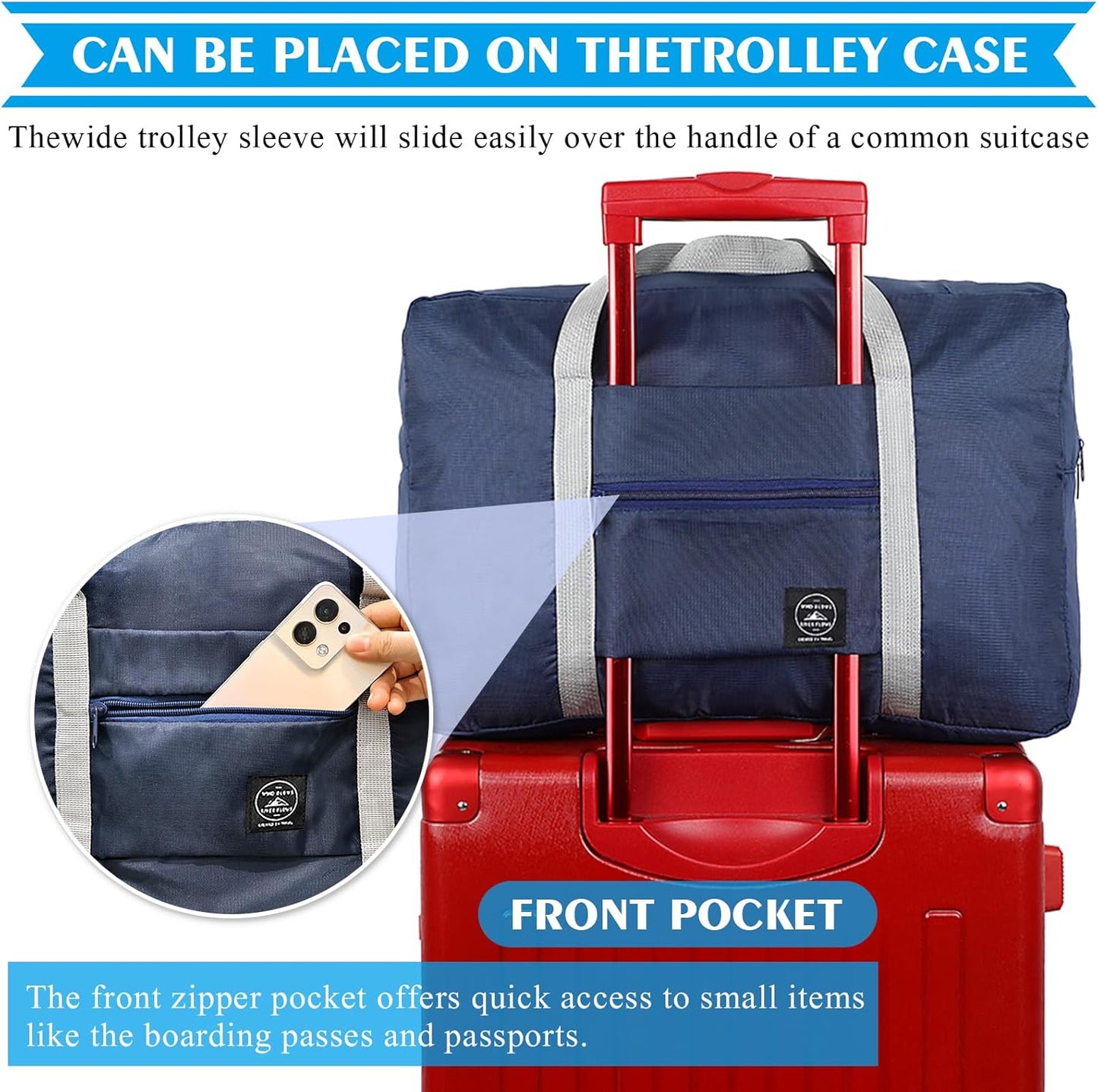 Travel Bag Foldable Travel Bag Tote Bag (Blue+Pe bag)