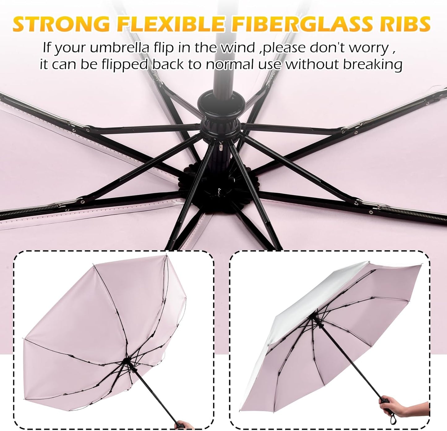 42/46/50inch Compact Umbrella Travel Size Umbrellas for Rain Waterproof And Wind Resistant Auto Open Close UPF 50+ UV Umbrella Sun Umbrellas UV Protection