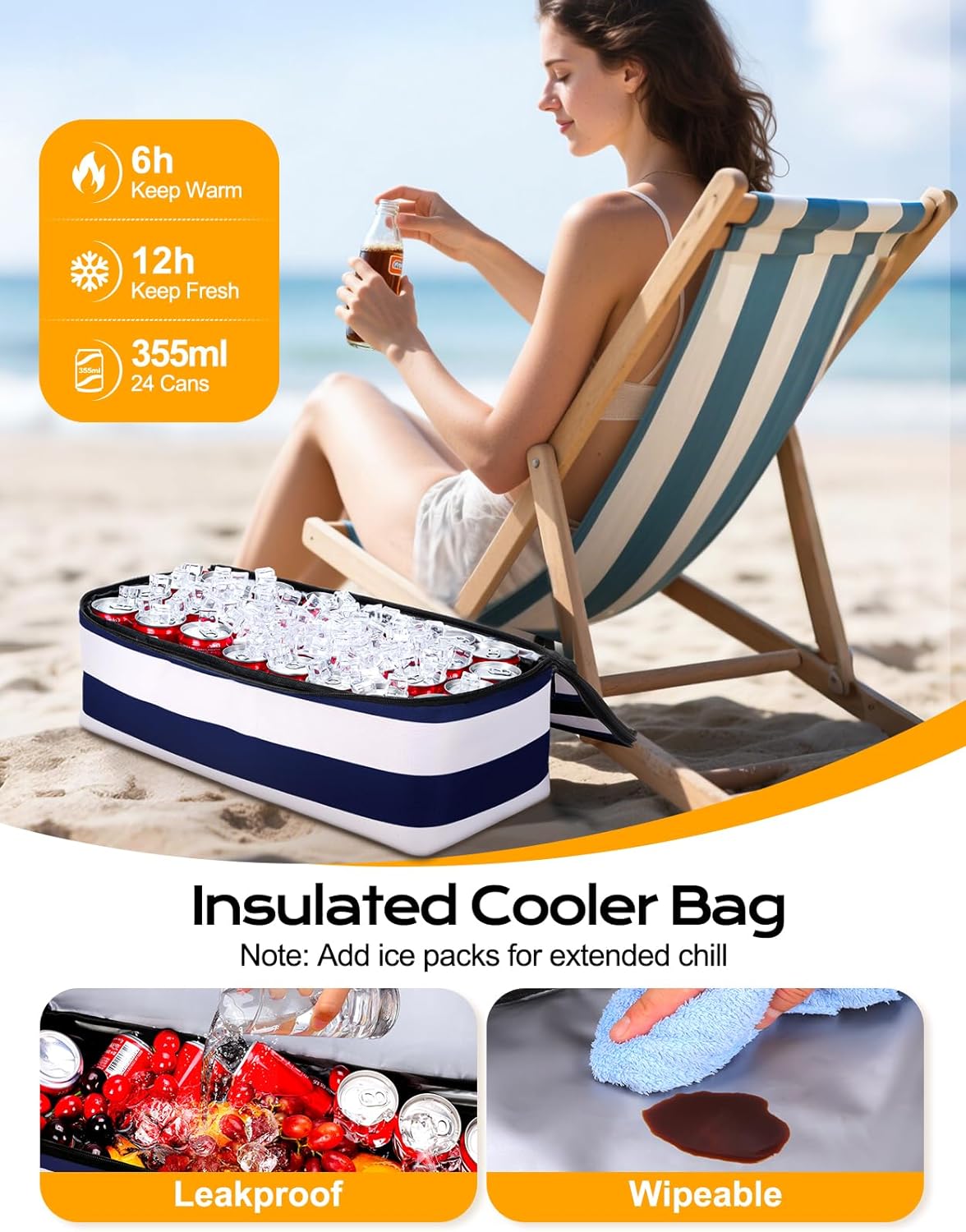 Beach Bag with Cooler, 54L Large Waterproof Sandproof Travel Tote Bag, Duffel Weekender Bag for Packing/Travel/Gym