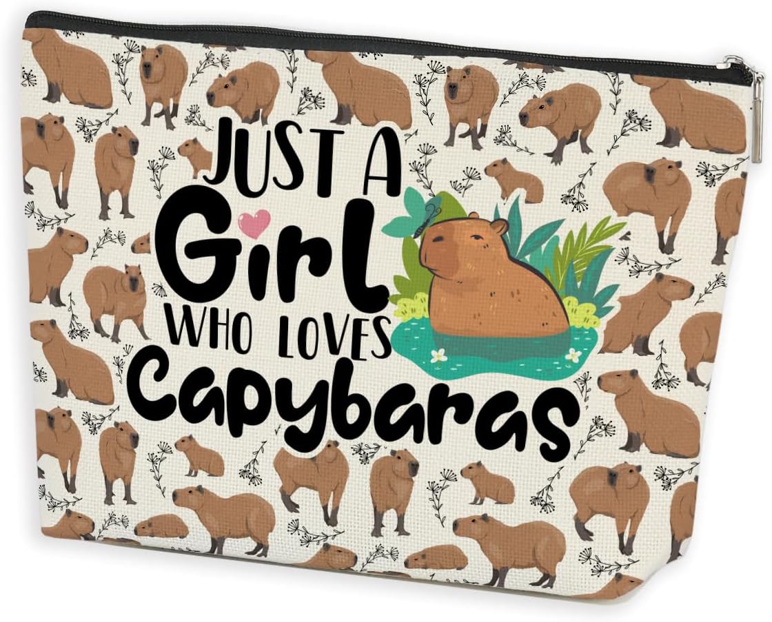 Azteoiz Capybara Makeup Bag, Capybara Gifts Birthday Decorations, Animal Lover Gifts for Women Girl Friend Graduation Friendship Birthday Gifts for Capybaras Lovers, Cosmetic Bag