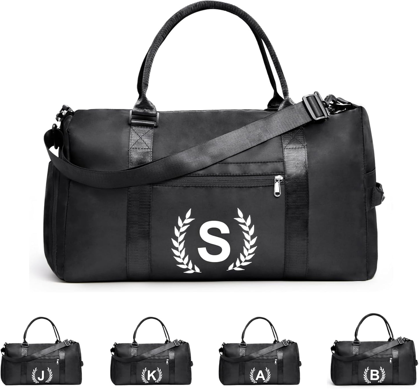 Gym Bag for Women & Men, Fitness Workout Sports Travel Duffle Bag with Wet Pocket & Shoes Compartment, Great Present for Gym Lovers Jet Black