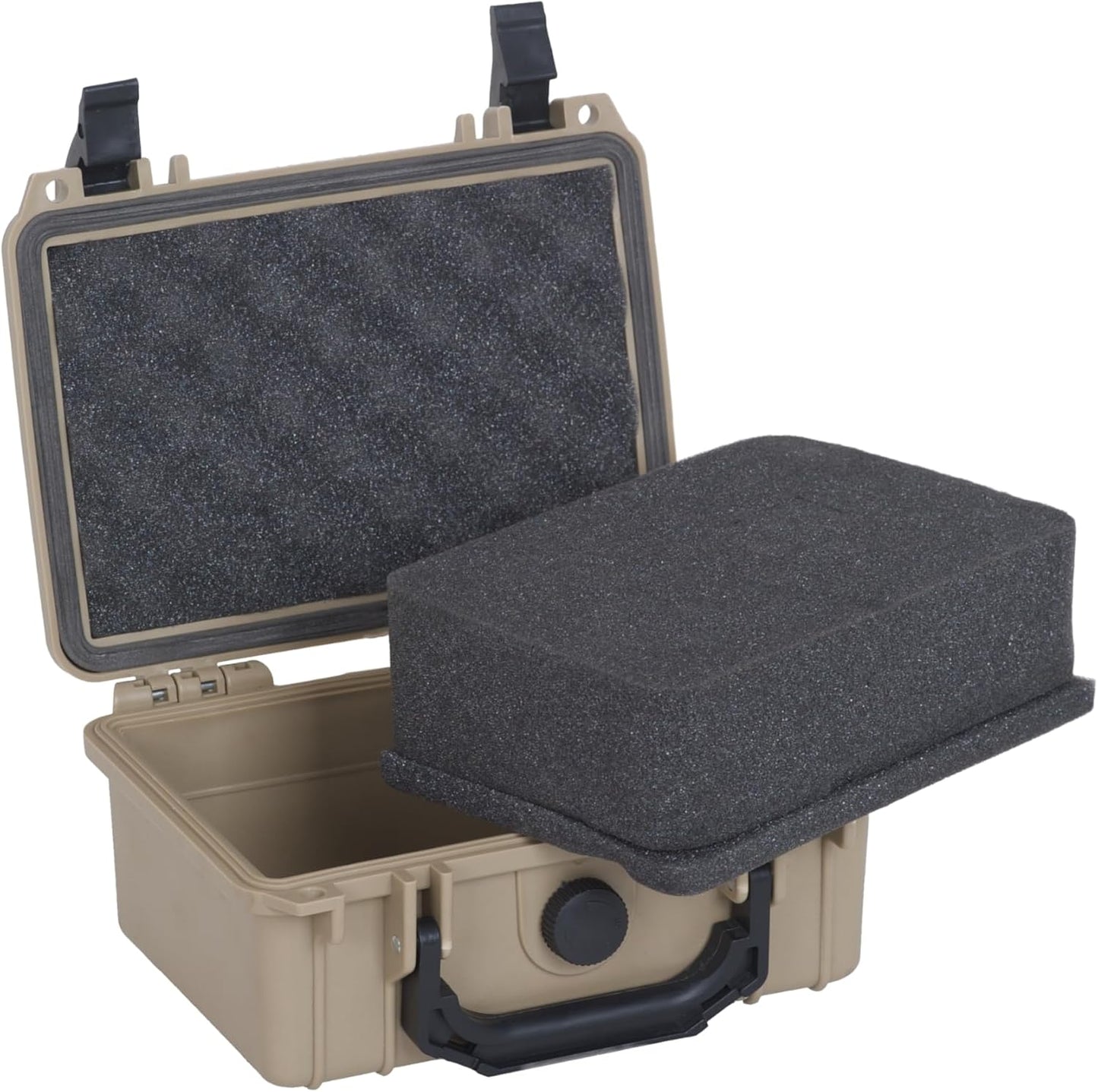 MEIJIA IP67 waterproof hard compact case,Customizable Fit Foam,8.12”x6.56”x 3.56”,Fit Use of Drones, Cameras,Equipments,lens (Desert Tan)