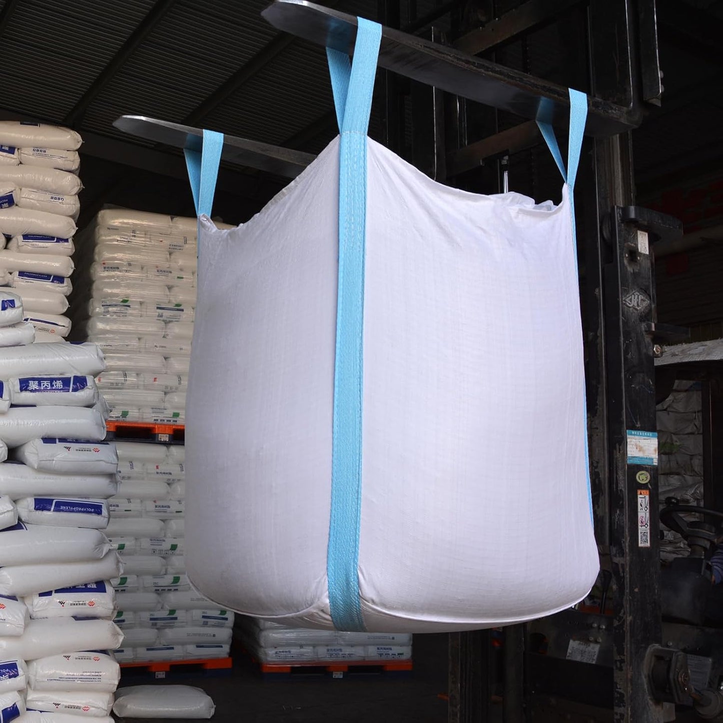 10 Pack FIBC Bulk Bag,Flexible Bulk Bags 1.5 Ton Bag, 35"L x 35"W x 43"H, 3300lbs SWL, Duffle Top Flat Bottom Heavy Duty, Woven Polypropylene Bags