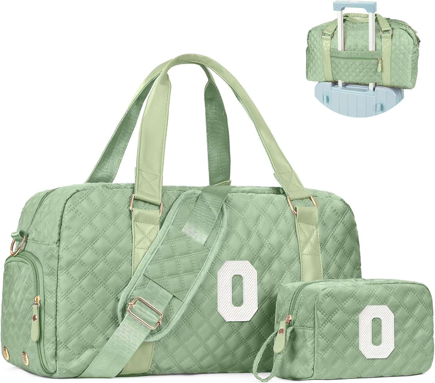 Initial Travel Duffle Bag Women Girls Gift: Personalized Weekender bags, Dance Cheer bag Sports for Girl, Kid Gymnastics Bags, Birthday Gifts for Women Girls Kids Teens Mom Teacher