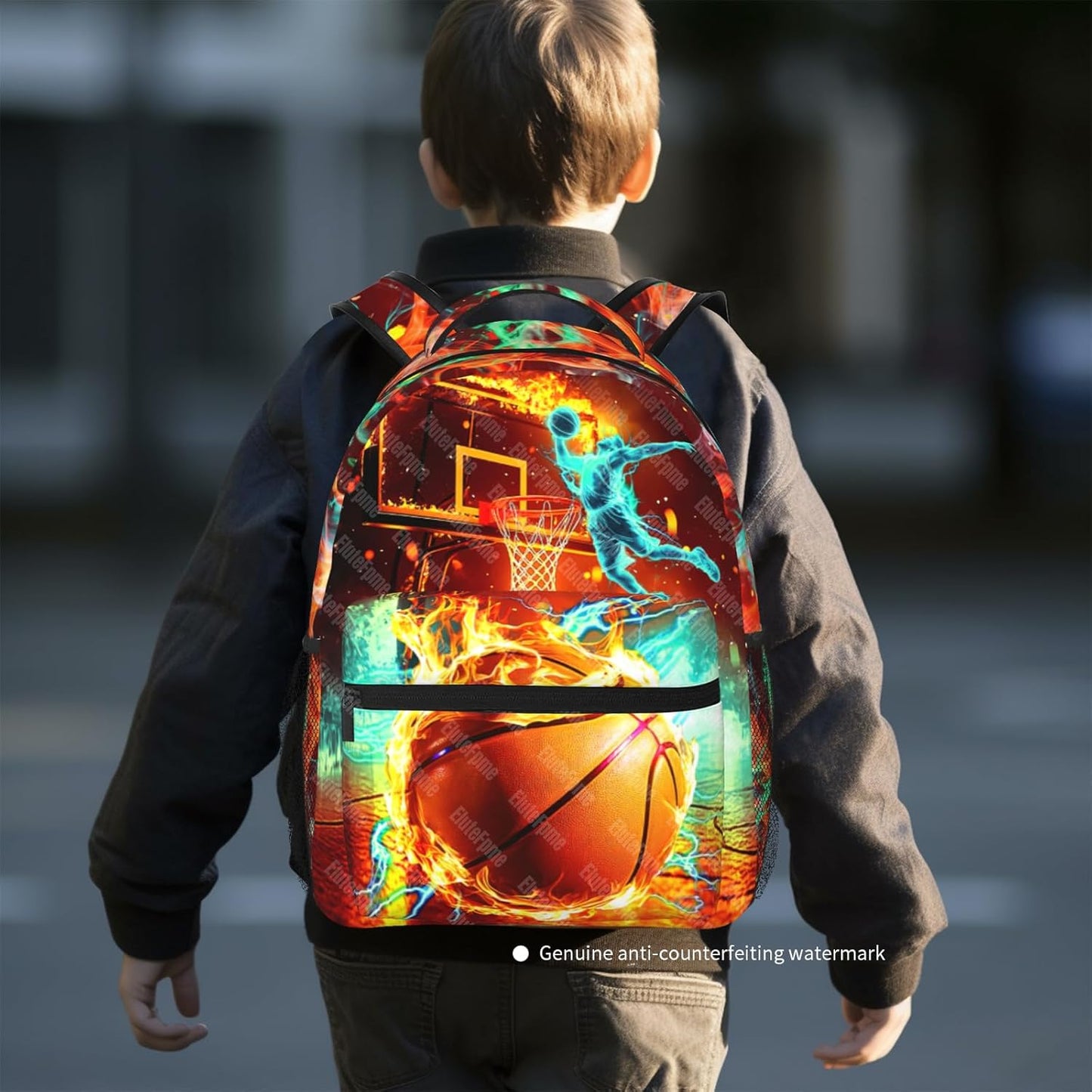 School Backpack for Boys Basketball Boys Backpack for Kids Children Teens Ages 6-18 Elementary Middle School Students Cool Ball Sport Bookbag Travel Back Pack