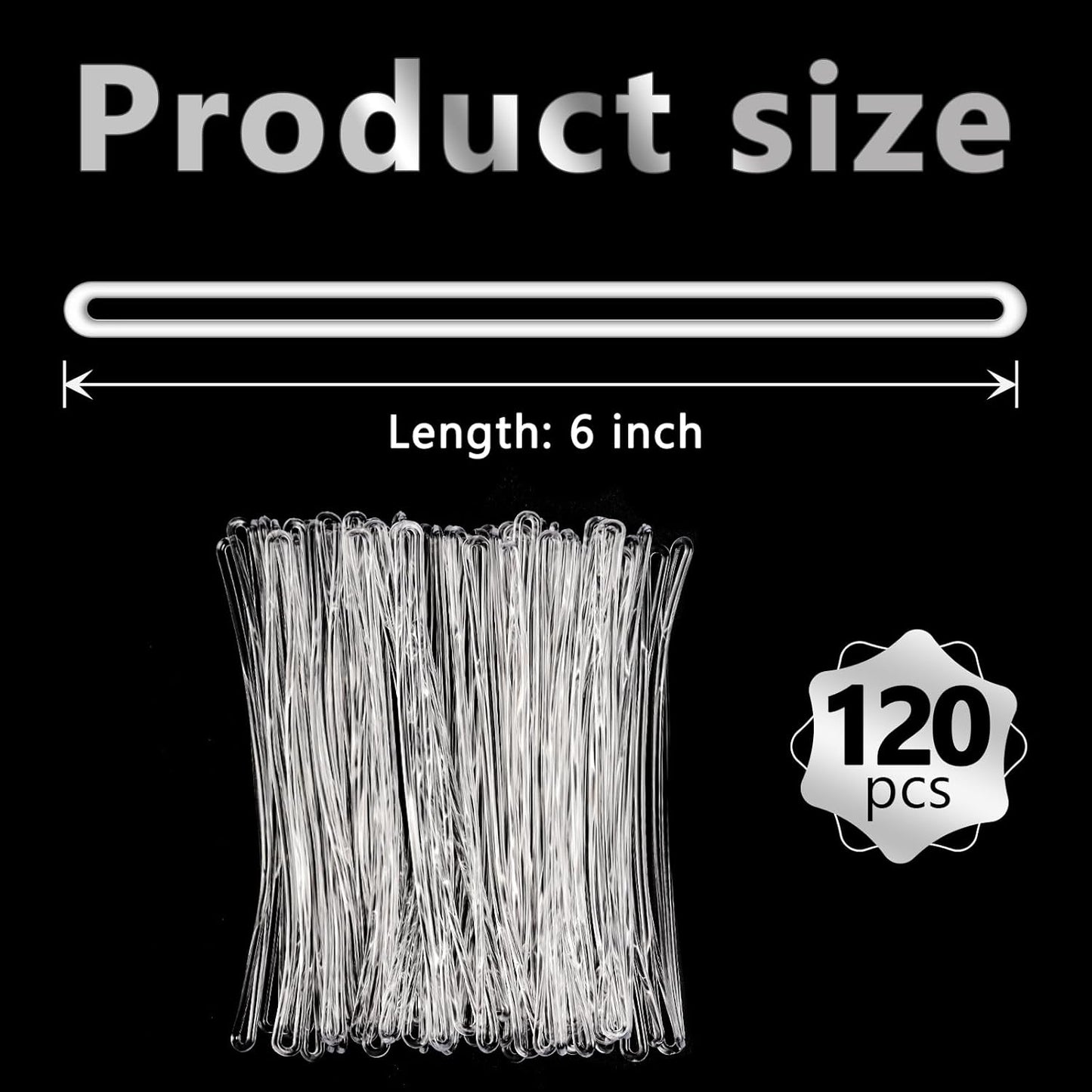 120 Pcs Clear Plastic Luggage Straps 6 Inch Clear Worm Loops Luggage Tag Straps Name Tag Loop for Bag Tags,Identification Cards ID