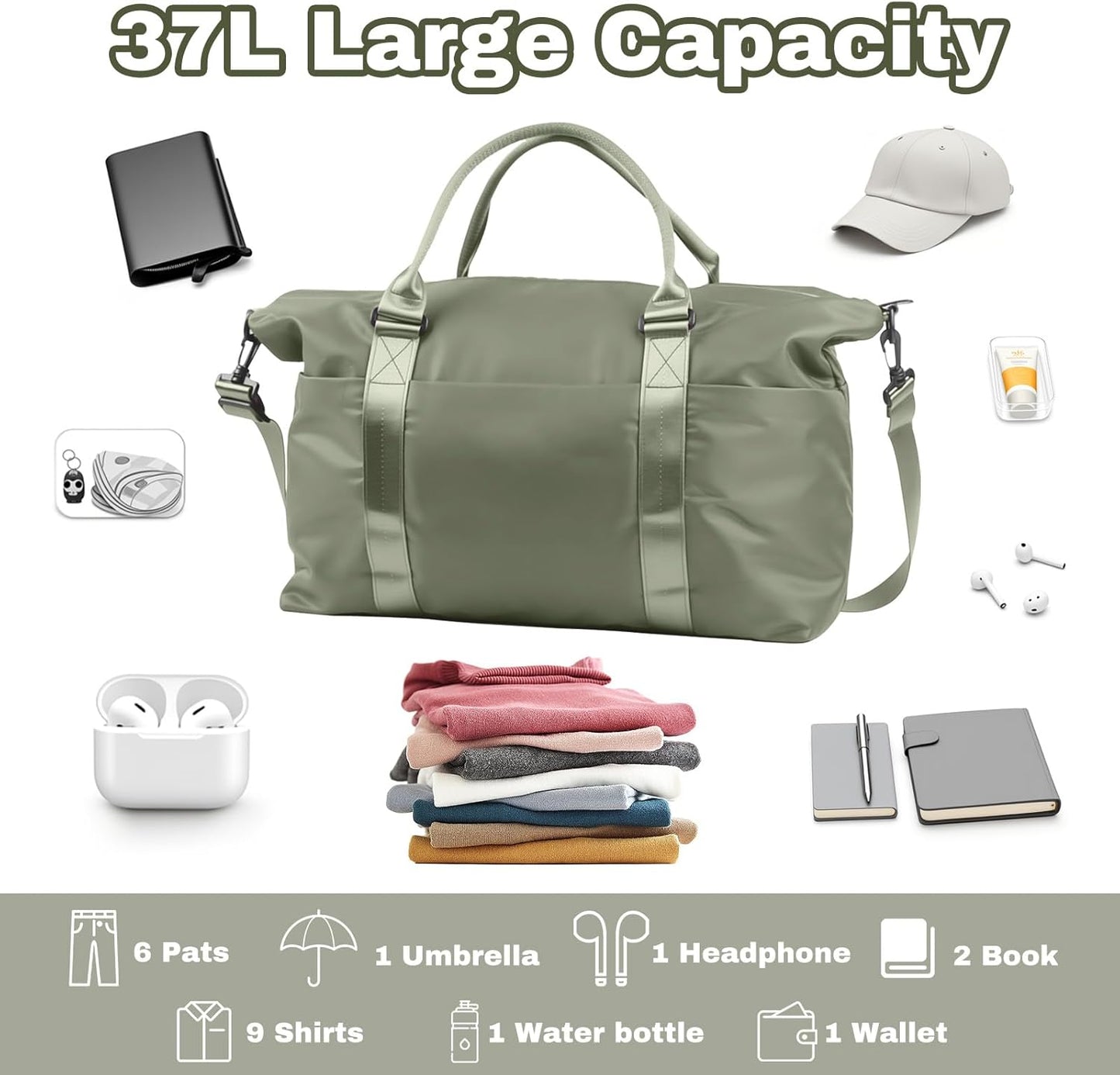 Weekender Duffel Bags for Women， Travel Totes Bag for Airplane Essentials, Overnight Bags for Women with Trolley Sleeve, Large Carry On Hospital Bag for Labor and Delivery, Sport, Gym