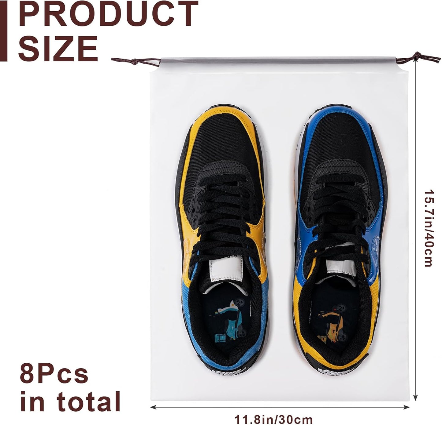 Hoewina Transparent Shoe Bags for Travel with Rope 8PCS Large Clear Shoe Bag Storage 11.8in X 15.7in Portable Travel Shoe Bags for Men and Women