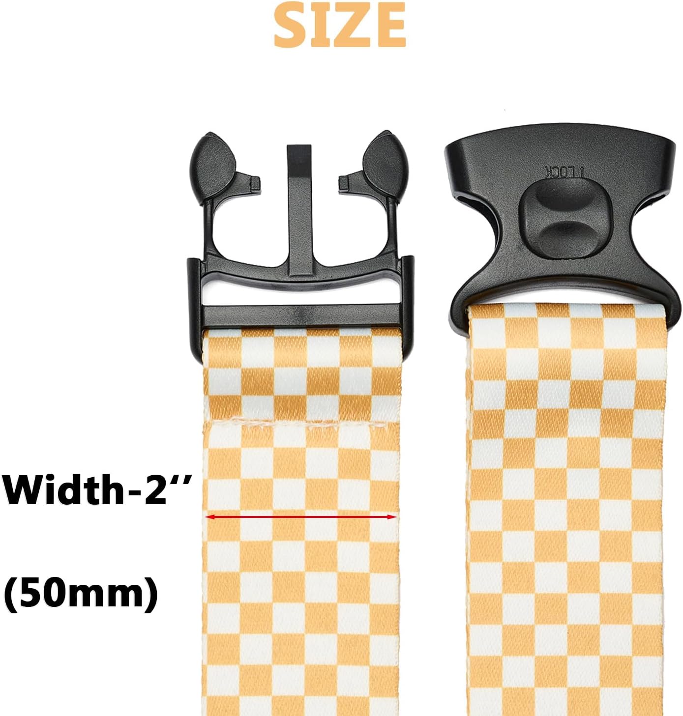 2 Pack 75'' x 2'' Adjustable Luggage Straps for Suitcase Belt Travel Bag Packing Straps Accessories (Yellow Plaid)