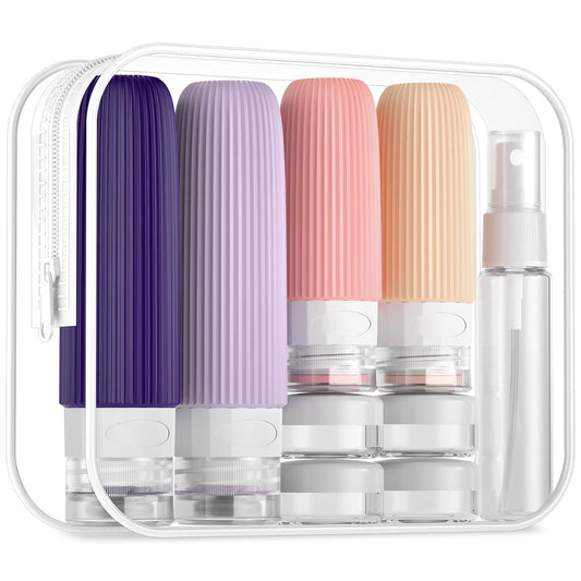16 Pack Travel Bottles Set, TSA Approved Leak Proof Silicone Squeezable Containers for Toiletries, Refillable Travel Accessories for Conditioner, Shampoo, Lotion & Body Wash Accessories