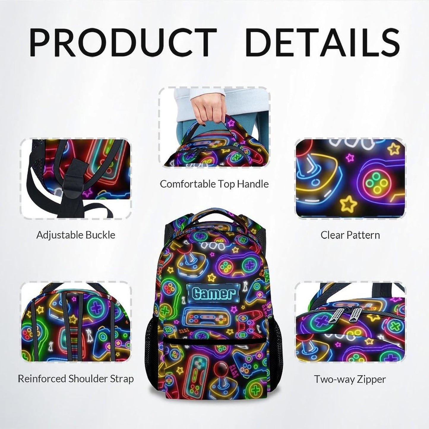 Backpacks for Boys - Cool Gamer Travel Backpack for Kids - 17 Inch Bookbag for Elementary Primary School - Back to School Supplies